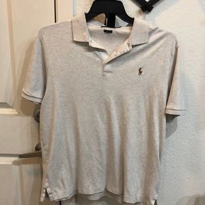 Polo cream/tan colored collard shirt- large